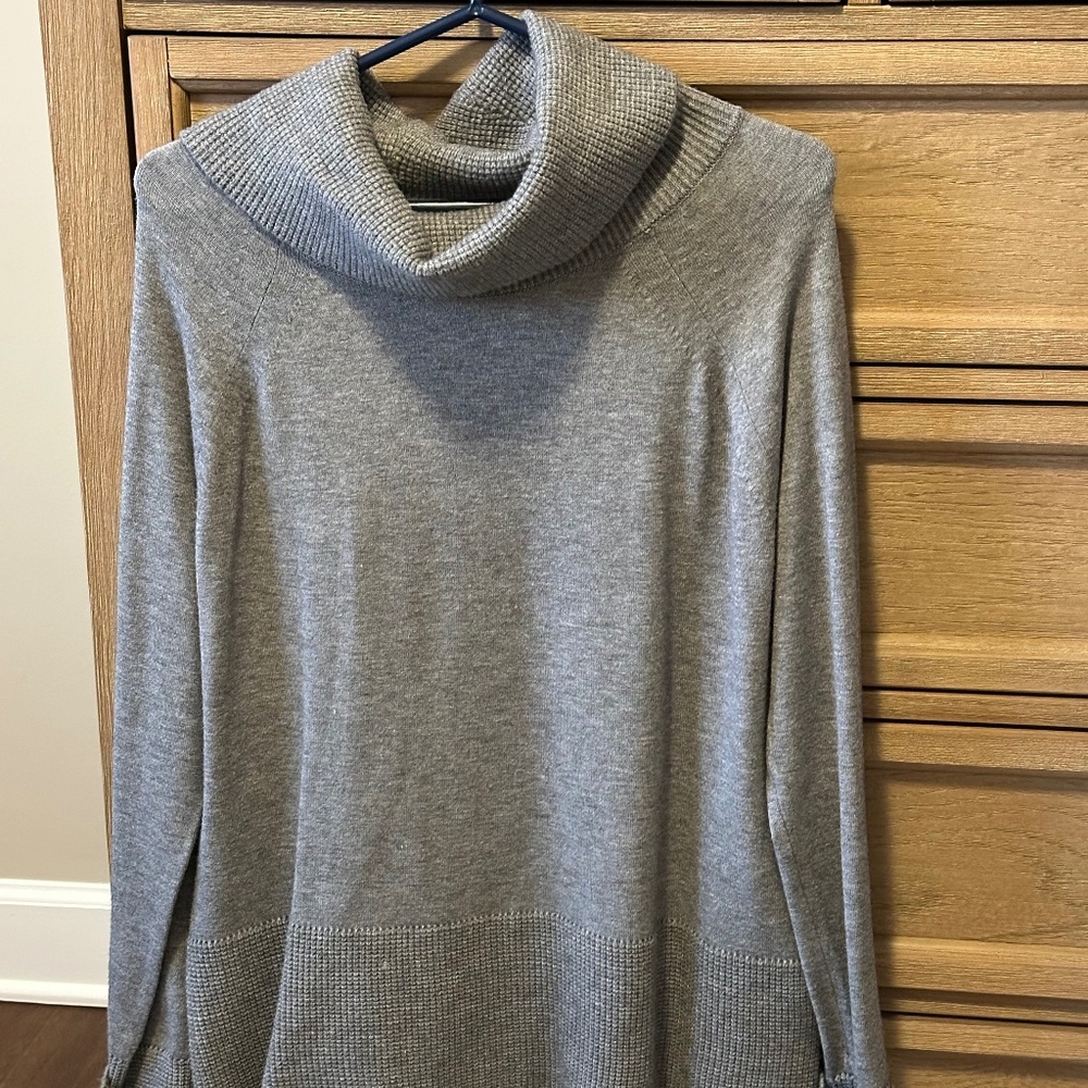 Gray cowl neck tunic sweater.  Size L.